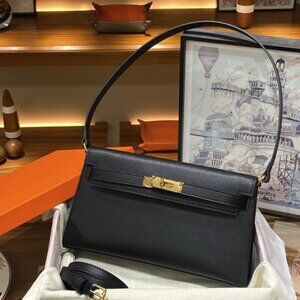 Black Leather Baguette Bag
